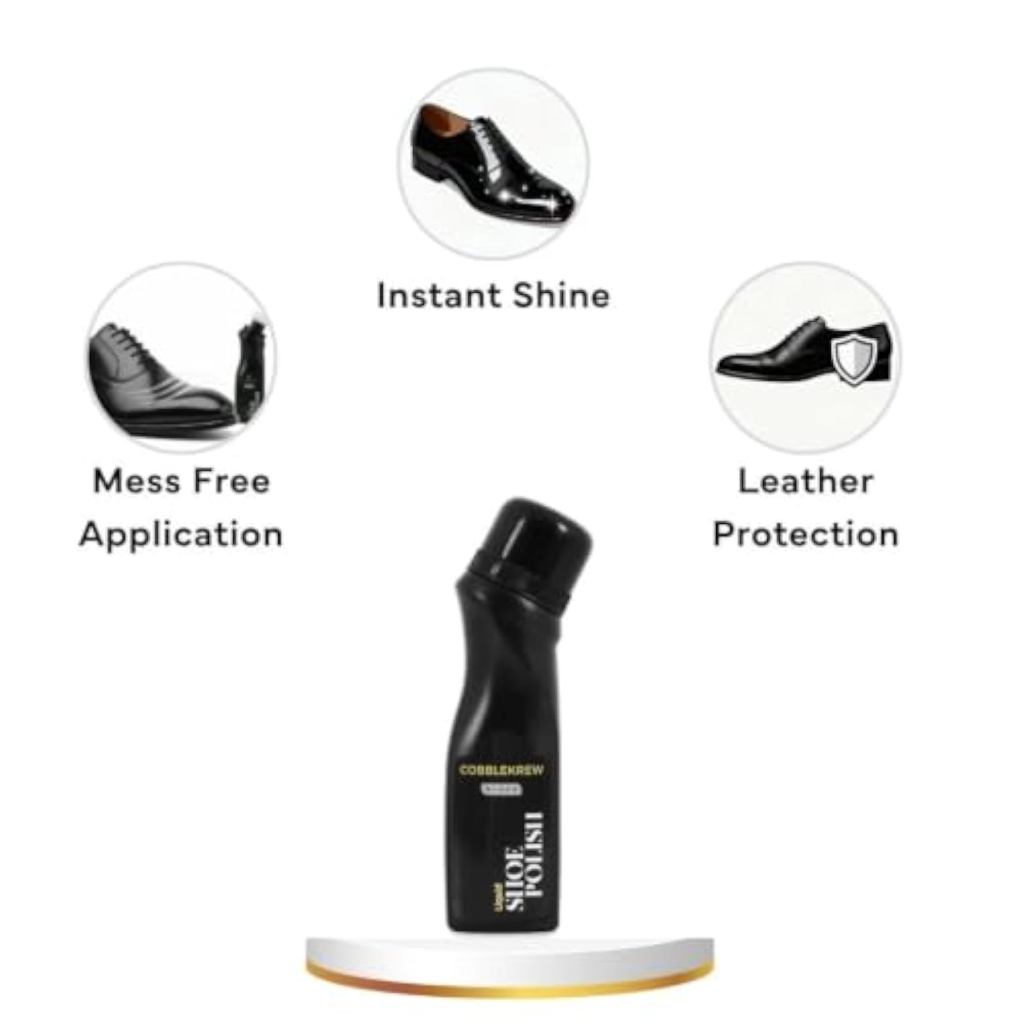 Liquid Shoe Polish for Leather Shoes, 75 mL, Black