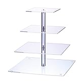 Elimoons Square04 4 Tier Acrylic Cupcake Stand，Clear Plastic Tiered Dessert Pastry Cake Stand Display Tower Tree for Wedding, Square