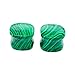 Handmade Green Malachite Stone Cushion Shaped Double Flared Ear Plugs | Stone Ear Gauges | Body Piercing Jewelry for Stretched Ears | Pair (4 mm (6 g))