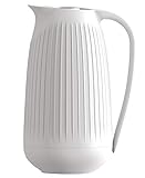 Kähler Hammershoi Thermos Kanne für Tee oder Kaffee mit Glas-Einsatz und Druckknopffunktion, große Teekanne, Isolierkanne 1l, Weiss