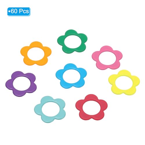 PATIKIL Colorful Crochet Stitch Markers, 60 Pack Metal Knitting Markers Flower Locking Stitch Marker for Sewing Crocheting DIY Craft - Image 3