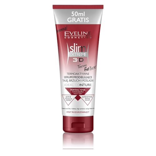 Eveline Slim Extreme 3D Thermo Active Cellulite Cream Hot Serum Treatment for Shaping Waist, Abdomen and Buttocks,