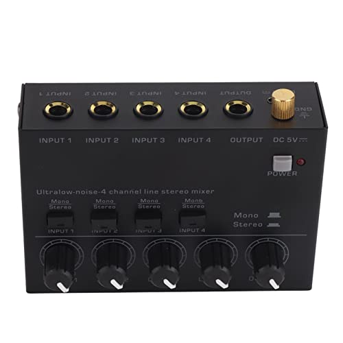 Mixer de Linha de 4 Canais, Concha de Metal de Baixo Ruído, Amplificador de Fone de Ouvido de 4 Cana