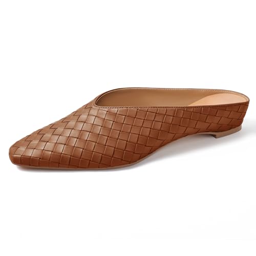 Image of Woven Mules for Women Slip on Comfortabke Metallic Slides Ladies Trendy Square Toe Hidden Wedge Mules