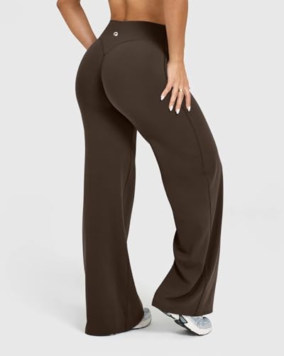 OQQ Yoga Pants Women High Waist Stretch Casual Soft Straight Leg Bottoms Darkbrown - Thumbnail 6