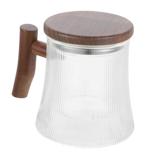 STOBAZA Tea Infuser Cup Vertical Stripes Heat-resistant Glass Tea Drinking Mug
