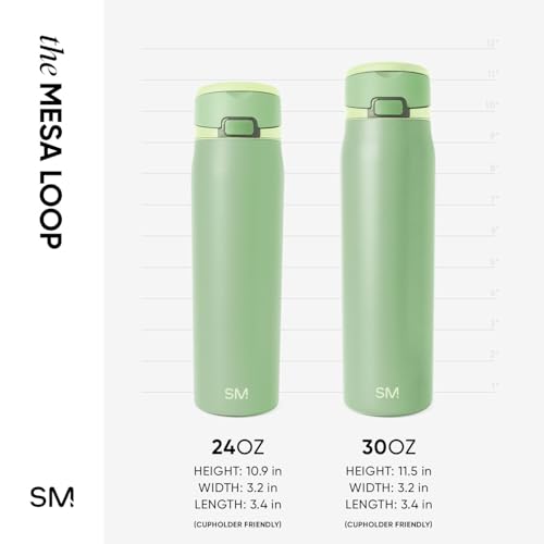 Simple Modern Mesa Loop Water Bottle with Straw | 30oz Cup Holder Friendly Insulated Stainless Steel Bottles for Travel, Sports and School | Avocado