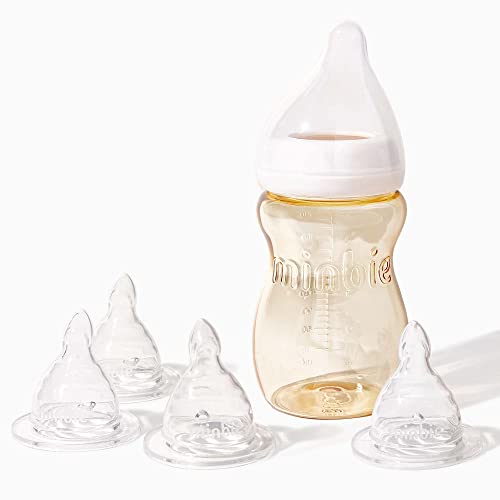 Image of Minbie Newborn Breastfeeding Baby Bottle Bundle - Anti Colic & Reflux, BPA Free PPSU