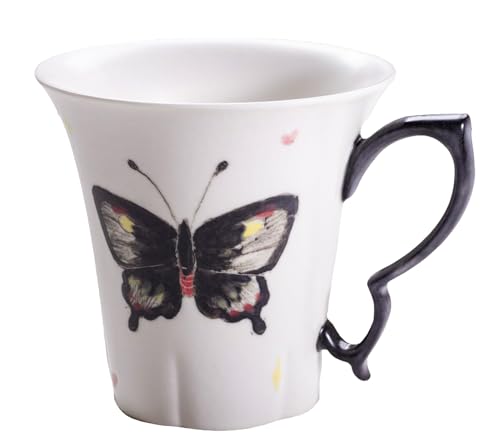 Handmade Ceramic Mug, Butterfly Theme, Hand-painted, Jingdezhen Ceramics, Coffee/Tea/Dessert Cup (blake)