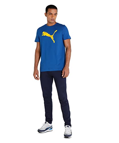 Image of Puma Men Cotton Regular Fit T-Shirt with Graphic Print Logo