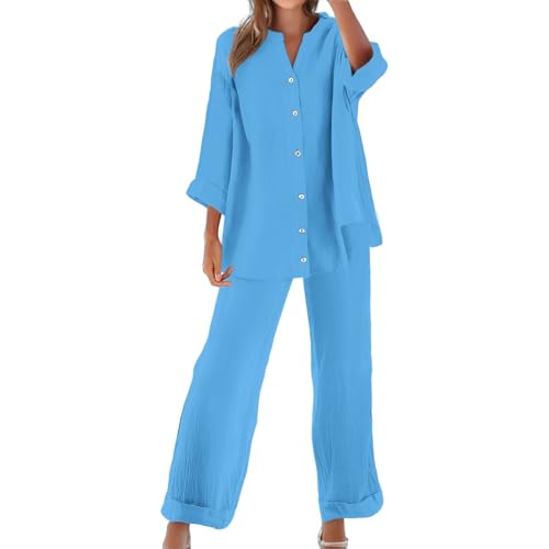 Completo Donna Elegante Casual Cotone E Lino...