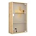 Navaris Botiquín de pared para medicinas - Armario de bambú para guardar medicinas - Caja con puerta y cerradura para baño cocina - 50 x 30 x 12 CM