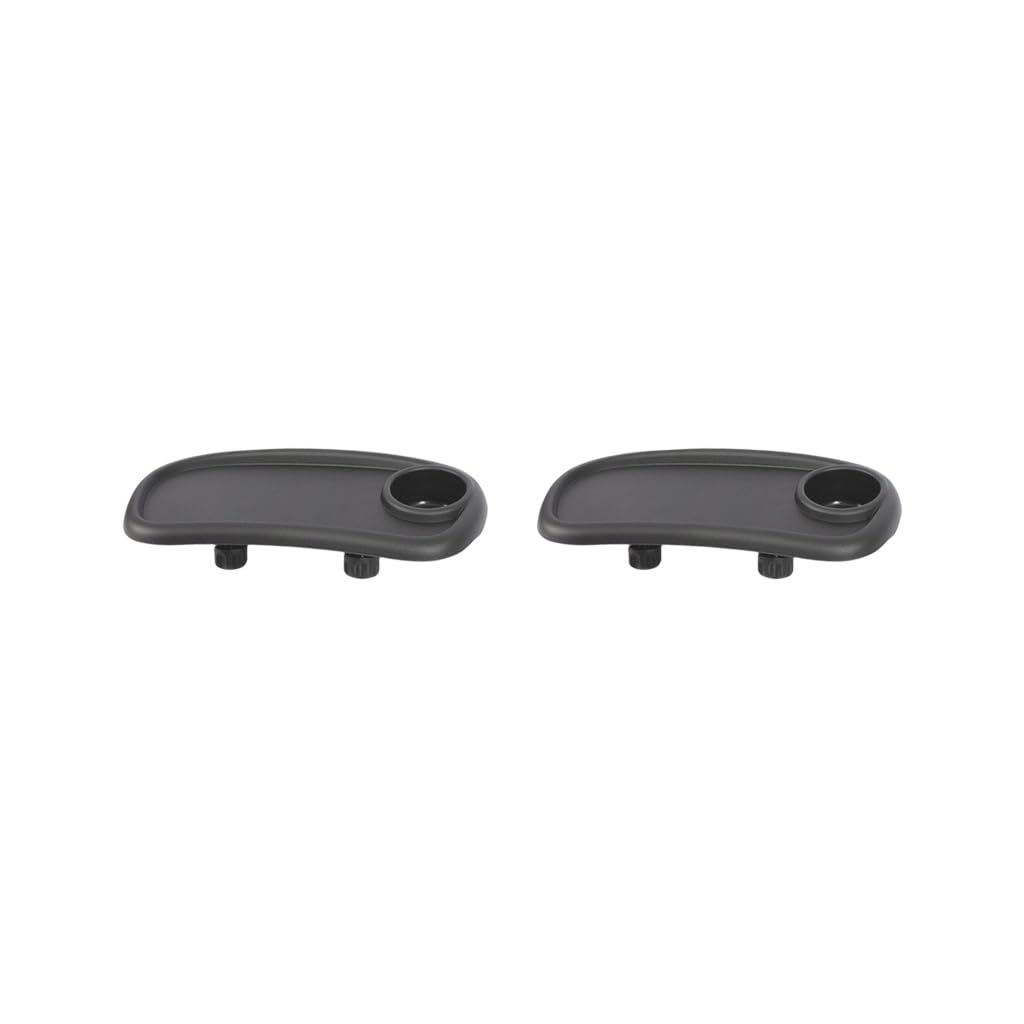 Lot de 2 plateaux amovibles pour poussette, table à manger, voyage, noir, 36 x 12 cm