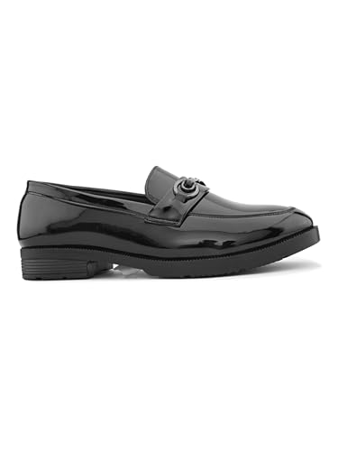Image of STANPHORD Mens Loafers Textured Formal Slipon Loafers with Metal Accent for Party & Formal Occasion