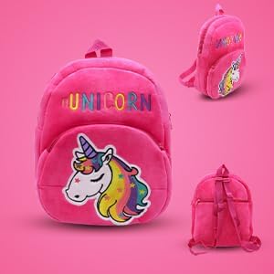 Image of Frantic Kids Velvet School Bag soft plush standard Backpack Baby Girl Preschool Mini Travel Bags Baby Girl & Baby Boy & Toddlers Picnic Carry Travelling Bags (2-5 Years)