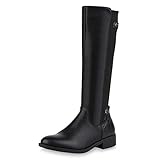 bootsschuhe reiter  SCARPE VITA Damen Stiefel Reiterstiefel Leicht Gefütterte Reiter Schuhe Leder-Optik Boots Kroko Prägung Holzoptik Blockabsatz 185019 Schwarz Kroko 37