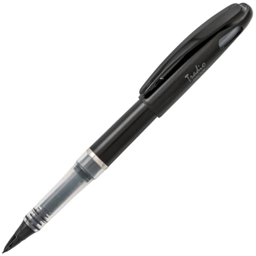 Image of Pentel Tradio Stylo Fountain Pen | Plastic Ribbed Body | Sleek Black Body | Black Ink, Pack of 1