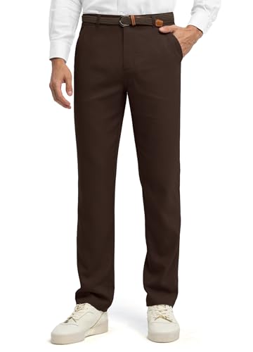 Image of Willit Men's Linen Pants Casual Linen Dress Pants Beach Summer Lightweight Trousers 28 inch 30 inch 32 inch