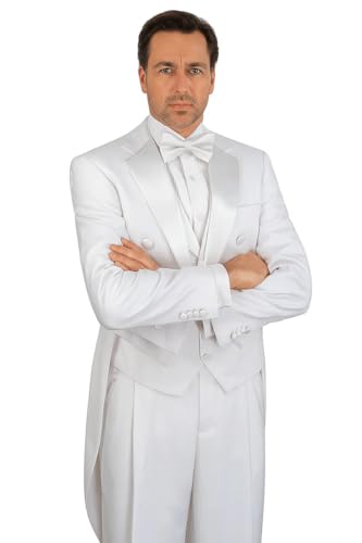 Mens Tailcoat White Tail Tuxedo With Lapelled Vest Available Peak or Collar3