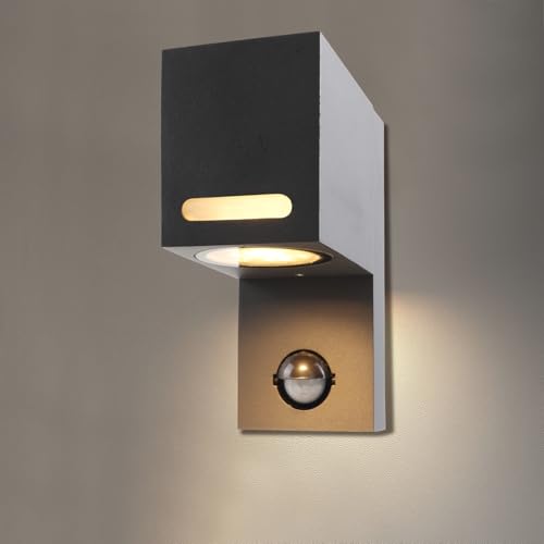 da LIGHT Außenlampe mit Bewegungsmelder, GU10 Wandleuchte (Leuchtmittel inklusive), Wandlampe IP44 Wasserdicht Aluminiumgehäuse, Led...