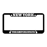 Speedy Pros New York The Empire State Zinc Metal License Plate Frame Car Auto Tag Holder - Black 2 Holes