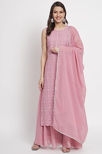 Women's Georgette Chikankari Embroidery Kurta set with Dupatta2