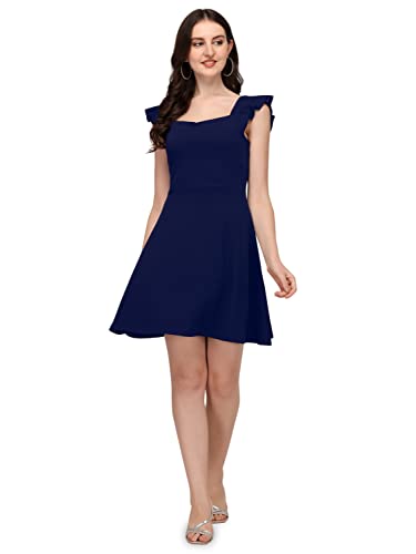 Image of Mehrang Fashion Western Dress || Stretchable Solid Sleeveles Frill Dress for Women || Western Dresses for Women || Dress for Women|| Summer Short Dresses for Women