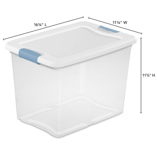 Sterilite 6-Pack Latching Box, Under Bed Storage Bins with Lids, Clear Plastic, 25 Quart - Heavy-Duty Organizing Containers for Closet, Bathroom, and Office