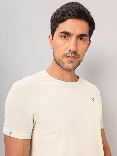 Image of TECHNOSPORT Men's Slim Fit Polyester Activewear Sports T-Shirt with Moisture-Wicking Comfort for Workout, Running & Gym