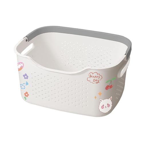 MERIGLARE Cesta para La Colada, Organizador de, Decorativa, con Asas de Agarre Cómodo, Cesto de Almacenamiento para Ropa, para Sala de Estar, Hogar, Dorm, M and White, Individual
