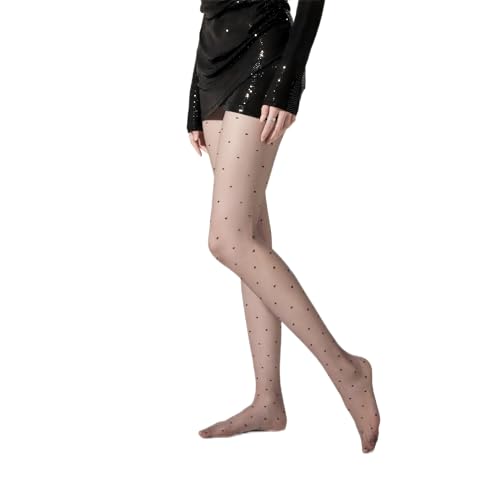 Image of Black & White Polka Dot Tights for Women - Funky Patterned Tights, Sheer & Stretchy, Retro Style, Perfect for Party, Dance, or Casual Wear