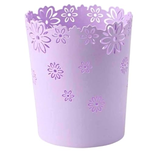 Hperu Poubelle en forme de fleur violette – Poubelle creuse sans couvercle pour enfants, légère anti-rayures pour salon, salle de bain