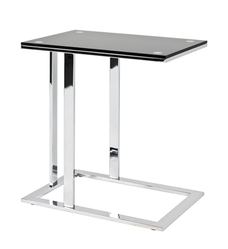 HAKU Möbel Beistelltisch Chrom, schwarz, Metall, Sicherheitsglas 10 mm -...