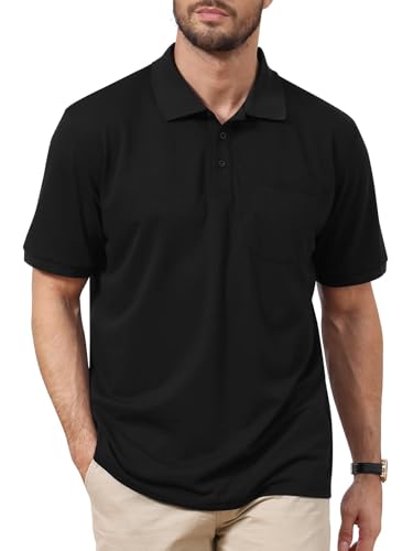 Polo Pique para Hombre Tallas Grandes y Altas, Camisa de Golf Dry Fit con Bolsillo en el Pecho, Mezcla de Algodón de Secado Rápido y Transpirable