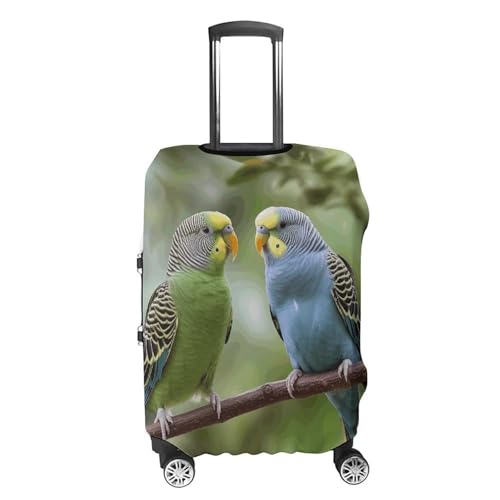Blue And Green Parakeets Travel Luggage Cover Anti-scratch Suitcase Cover Elastic Suitcase Protective Cover Fits 19-32 Inch Luggage XL4