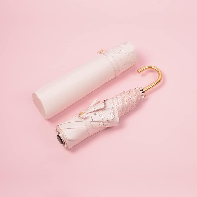 SUYGGCK Parapluie Femmes Simple Et Légère en Forme De Crochet Crochet Handle Protection UV À L'Épreuve des Intempéries-Pink