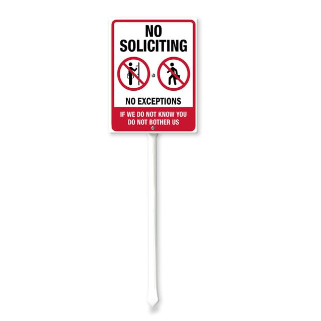 Geroclonup No Soliciting If We Do Not Know You Do Not Bother Us Sign with Stake -20x30cm Rustproof Aluminum Sign Outdoor Aluminum Sign for Lawn Garden, Easy to Install, Outdoor Use