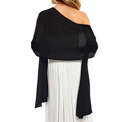 CHICGAL Women's Shawls and Wraps for Wedding Bridal Bridesmaid Evening Dress Scarf Long Scarves (Black)