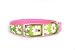 Yellow Dog Design Uptown Collar, Medium, Green Daisy on Pink Polka, Small Dots