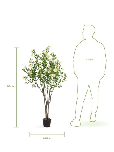 Image of Fox & Fern Artificial Bougainvillea Plant | with Basic Pot | Elevate Any Corner of Your Home /Office | Ornamental Plant Best for Home Decor (Pack of 1) (Ht. 4Ft) (Magnolia 140cm Yellow)