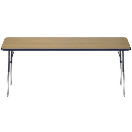 FDP 24" x 72" Rectangle Table with Swivel Glide Legs - Pasadena Oak/Navy