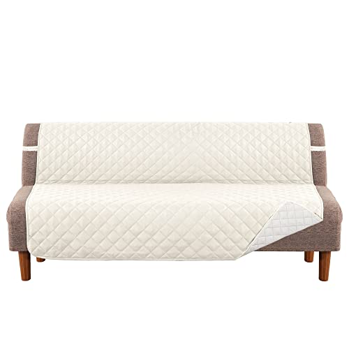 Meillemaison Futon Sofa Slipcovers Reversible Quilted Armless Futon Cover Water Resistant Furniture Protector With Elastic Straps For Pets/Kids/Dog(Futon, Ivory/Beige) (Mmclksfdftc10) #TOP20