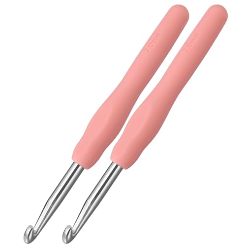 Image of 2Pcs 7.0mm Crochet Hooks, Ergonomic Crochet Hook for Arthritis and Beginners, Extra Long, Smooth, Comfortable (7.0mm)