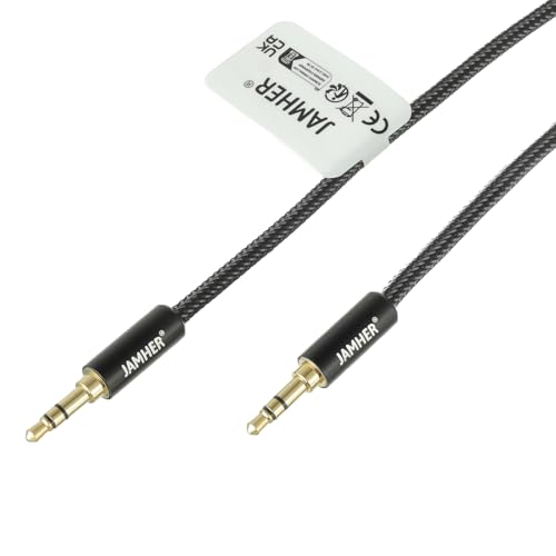 Cable auxiliar Jack 3.5mm macho a macho 0.5 m nylon miniatura 1