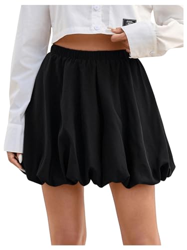 Milumia Women's High Elastic Waist Pleated Y2K Bubble Mini Short Skirt