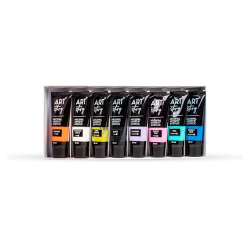 Image of Itsy Bitsy Art Story Artists Acrylic Paint Set - Pastel 8 colours X 30ml each| for Paper, Canvas, MDF, Wall, Glass, Plastic, Metal, Terracotta|Premium Multi Surface paint for DIY Art & Craft| For Beginners Students Adults