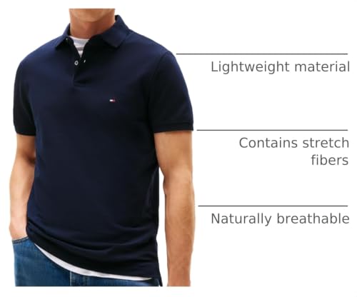 Image of Tommy Hilfiger Men's Short Sleeve Polo Shirts in Regular Fit With Stretch and Organic Pique Cotton