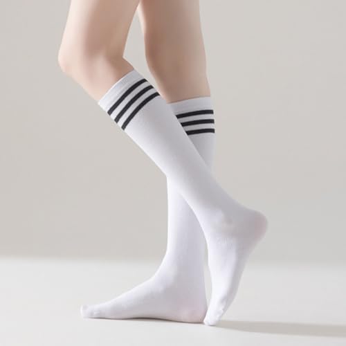 Image of DRESHOW 3 Pairs Cotton Knee High Socks for Women Solid Knit Knee Long Stocking Leg Warmer All Season Gift