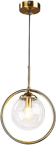 Lumière suspendue ronde E14 réglable en verre transparent doré LED