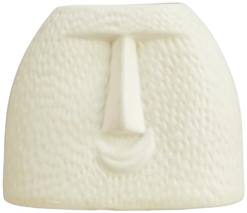 Image of Amazon Basics Handcrafted Ceramic Face-Shaped Vase for Quirky Home Decor Statement - Pack of 1, White